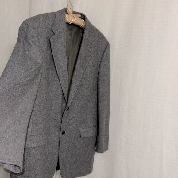 OSCAR DE LA RENTA 44L Gray Pure Wool Cashmere Blend Blazer Jacket Sport Coat - Picture 5 of 16